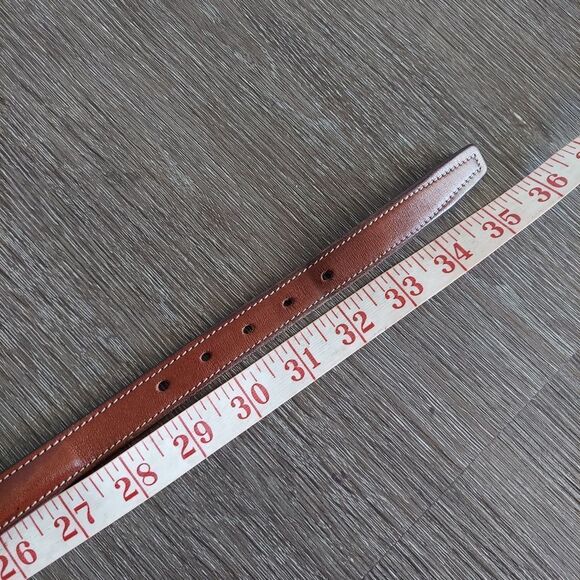 Vintage Tory Skinny English Bridle Leather Western Belt 30 Brass Buckle - Picture 5 of 6